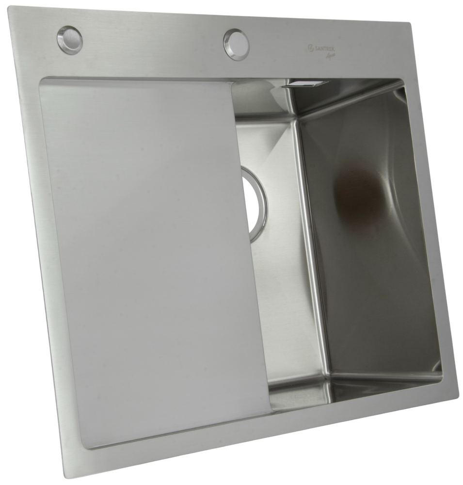  Мойка нерж врезная SANTREK AQUA PRO 600х500х220 т 3,0 САТИН D6050HRS правая (+ сифон + дозатор) + КОЛАНДЕР 440х220 В ПОДАРОК_ АКЦИЯ !!!