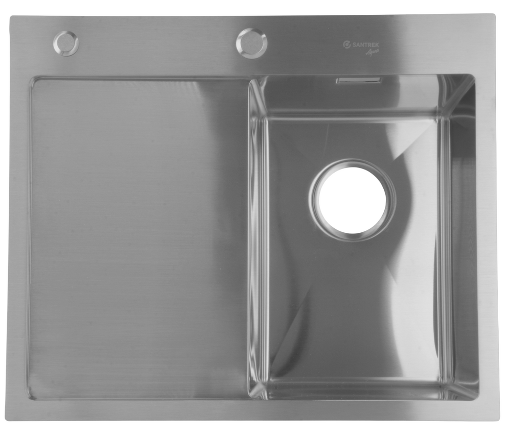  Мойка нерж врезная SANTREK AQUA PRO 600х500х220 т 3,0 САТИН D6050HRS правая (+ сифон + дозатор) + КОЛАНДЕР 440х220 В ПОДАРОК_ АКЦИЯ !!!