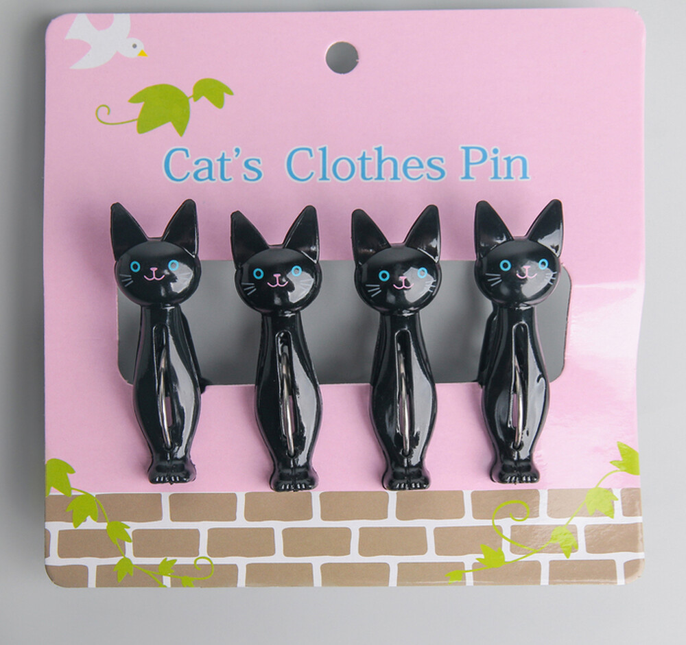 Прищепки бельевые «Коты», 7 см, 4 шт, цвет МИКС 1047205