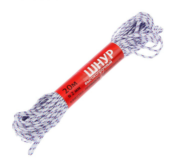 Шнур высокопрочный, d=2 мм, 20 м, цвет МИКС Арт 2В810-20 2259279