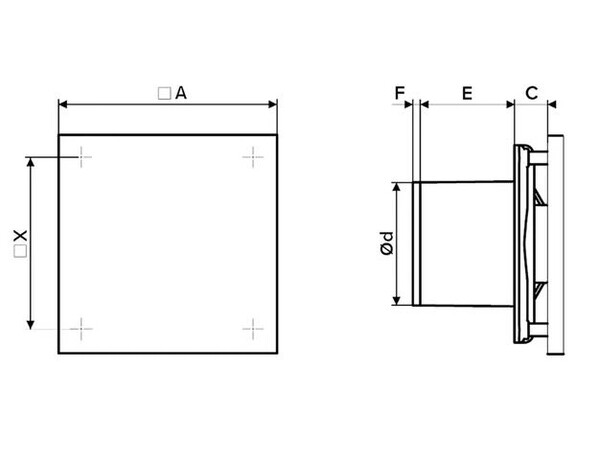 Вентилятор ERA D100 QUADRO 4 канальный осевой вытяжной, декор. решетка 