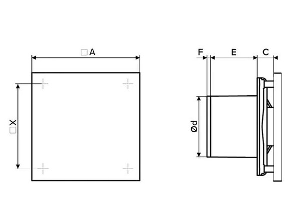 Вентилятор ERA D100 QUADRO 4C канальный осевой вытяжной с обратным клапаном, декор. решетка 