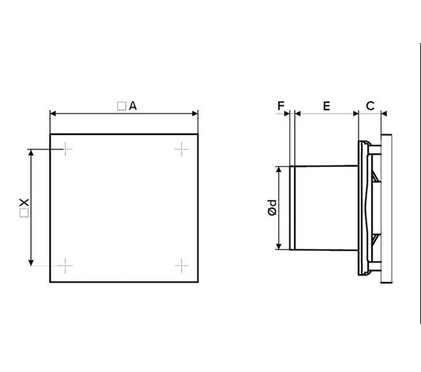 Вентилятор ERA D125 QUADRO 5C канальный осевой вытяжной с обратным клапаном, декор. решетка 