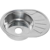 Мойка нерж врезная овал 60х44х160, т.0,6 левая бол. сиф (+сифон) Китай