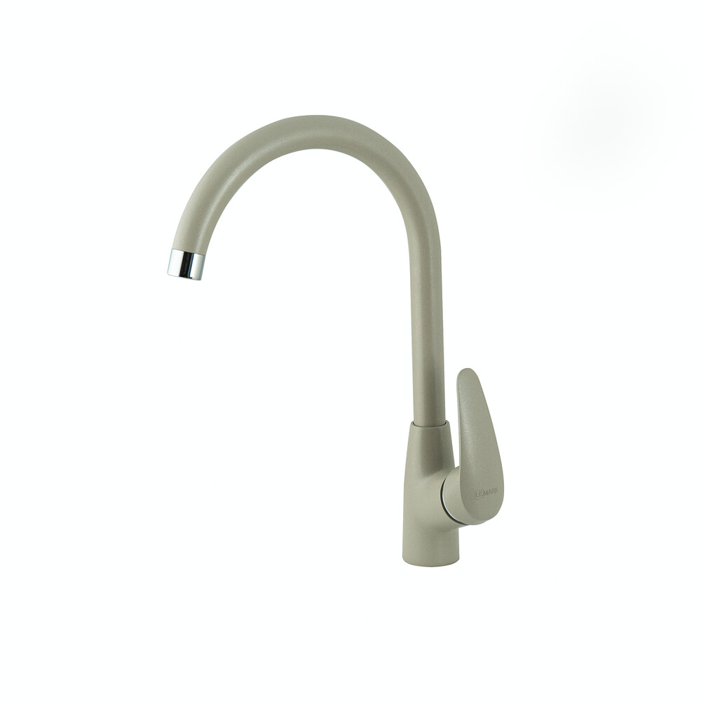 LM0405PGR Смеситель для кухни LEMARK Linara  с высоким поворотным изливом ГРЕЙ (в цвет моек LEMARK)
