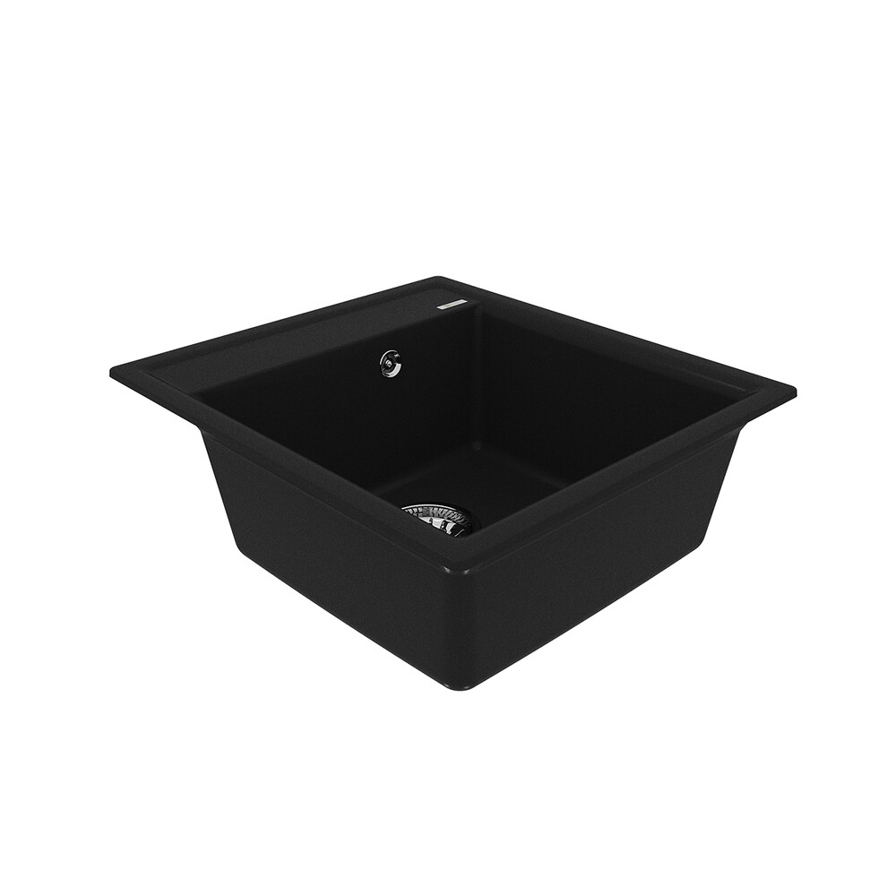 Мойка 9910007 HANKA 450 кухонная из кварцгранита, АНТРАЦИТ 450*500 прямоугольная 1 чаша (крепеж, сливная арматура с переливом) LEMARK