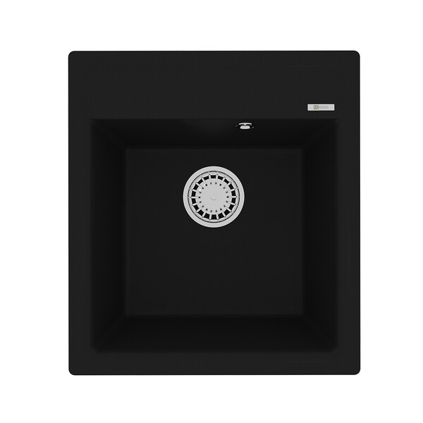 Мойка 9910007 HANKA 450 кухонная из кварцгранита, АНТРАЦИТ 450*500 прямоугольная 1 чаша (крепеж, сливная арматура с переливом) LEMARK