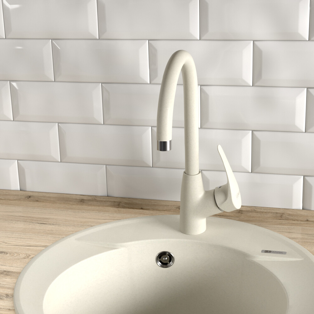 LM0405PJS Смеситель для кухни LEMARK Linara с высоким поворотным изливом ЖАСМИН (в цвет моек LEMARK)
