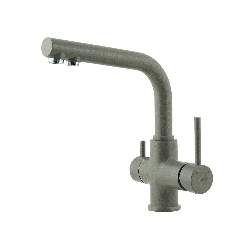 LM3061PGS Смеситель для кухни LEMARK Comfort с подключением к фильтру питьевой воды СЕРЫЙ ШЕЛК (в цвет моек LEMARK)