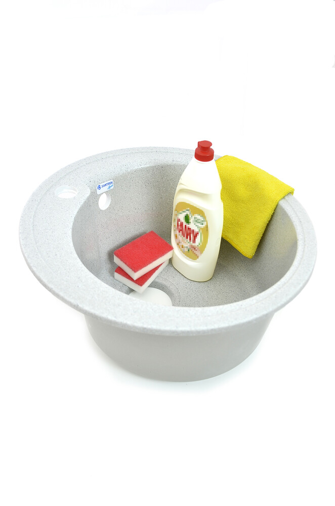 Мойка SANTREK AQUA PRO ROUND SA-R450 D=443 мм, круглая (серый-310) (+сифон)