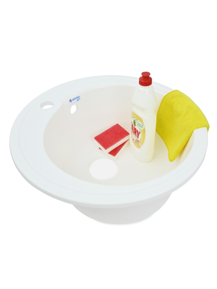 Мойка SANTREK AQUA PRO ROUND SA-R450 D=443 мм, круглая (иней-321) (+сифон)