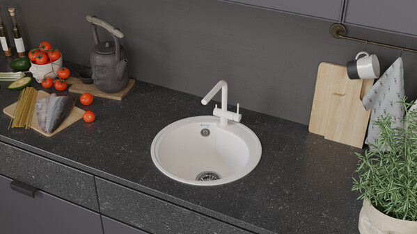 Мойка SANTREK AQUA PRO ROUND SA-R450 D=443 мм, круглая (иней-321) (+сифон)