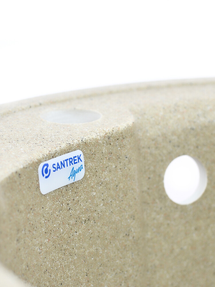 Мойка SANTREK AQUA PRO ROUND SA-R450 D=443 мм, круглая (песок-302) (+сифон)