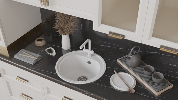 Мойка SANTREK AQUA PRO ROUND SA-R510 D=510 мм, круглая (иней-321) (+сифон)