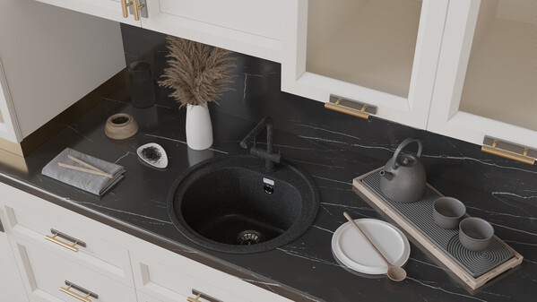 Мойка SANTREK AQUA PRO ROUND SA-R510 D=510 мм, круглая (графит-309) (+сифон)