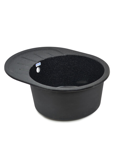 Мойка SANTREK AQUA PRO ROUND SA-R580L чаша + крыло 580*450 мм (черный-308) (+сифон)