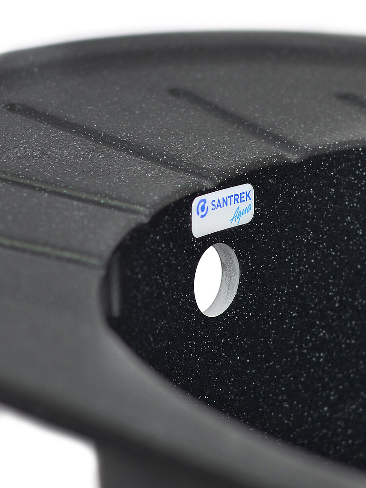 Мойка SANTREK AQUA PRO ROUND SA-R580L чаша + крыло 580*450 мм (черный-308) (+сифон)