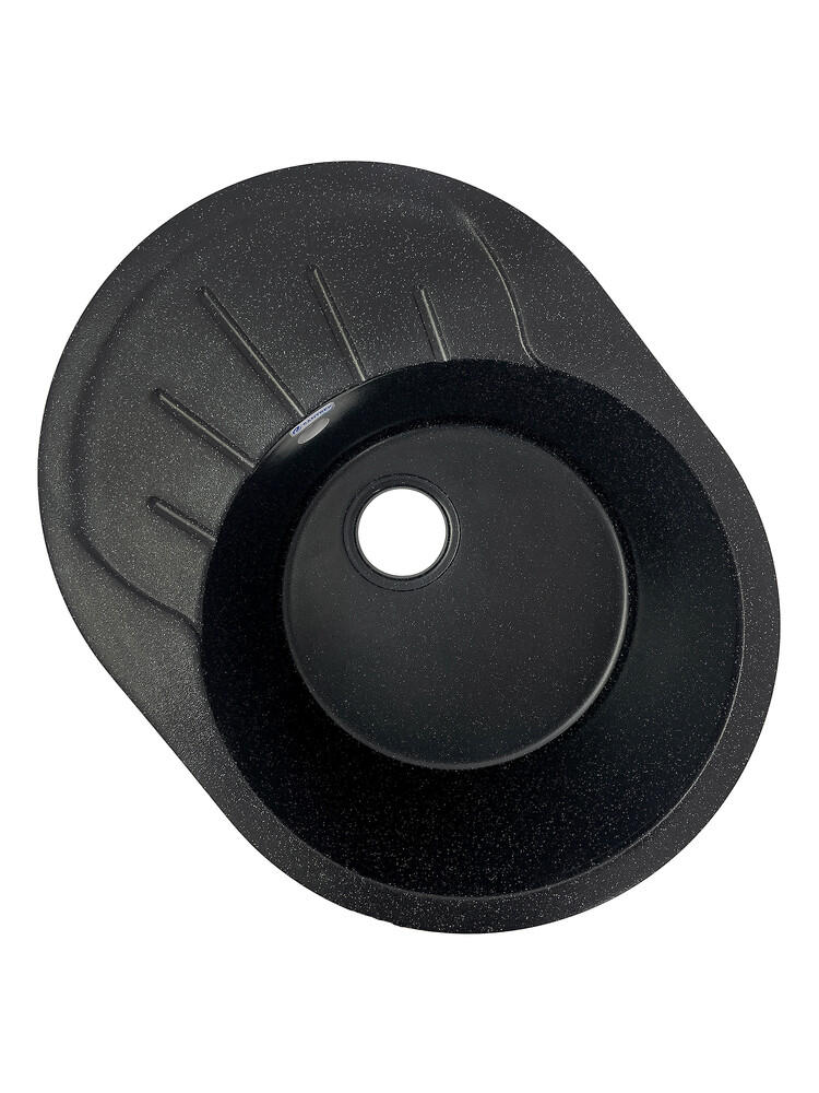 Мойка SANTREK AQUA PRO ROUND SA-R580L чаша + крыло 580*450 мм (черный-308) (+сифон)