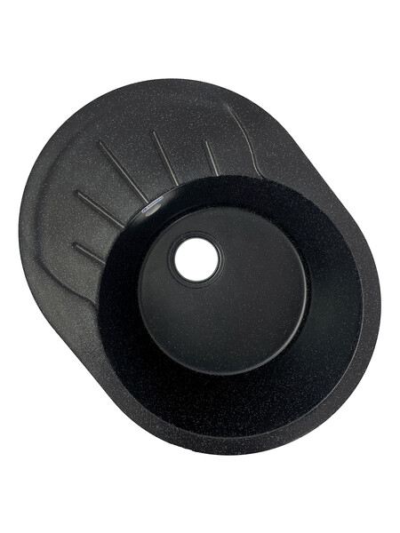 Мойка SANTREK AQUA PRO ROUND SA-R580L чаша + крыло 580*450 мм (черный-308) (+сифон)