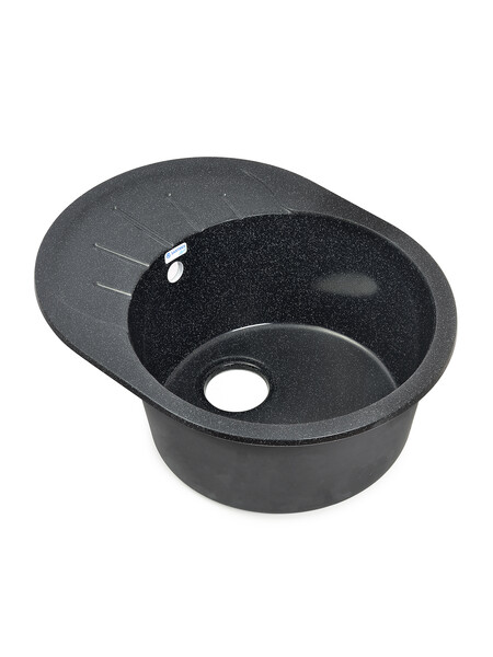 Мойка SANTREK AQUA PRO ROUND SA-R580L чаша + крыло 580*450 мм (черный-308) (+сифон)