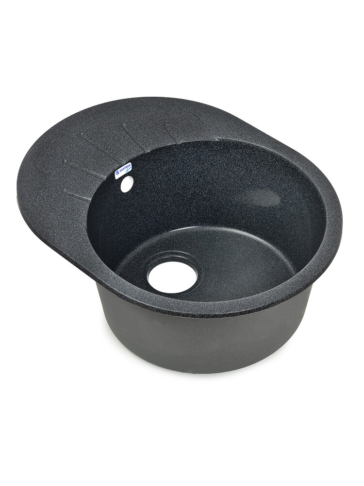 Мойка SANTREK AQUA PRO ROUND SA-R580L чаша + крыло 580*450 мм (графит-309) (+сифон)