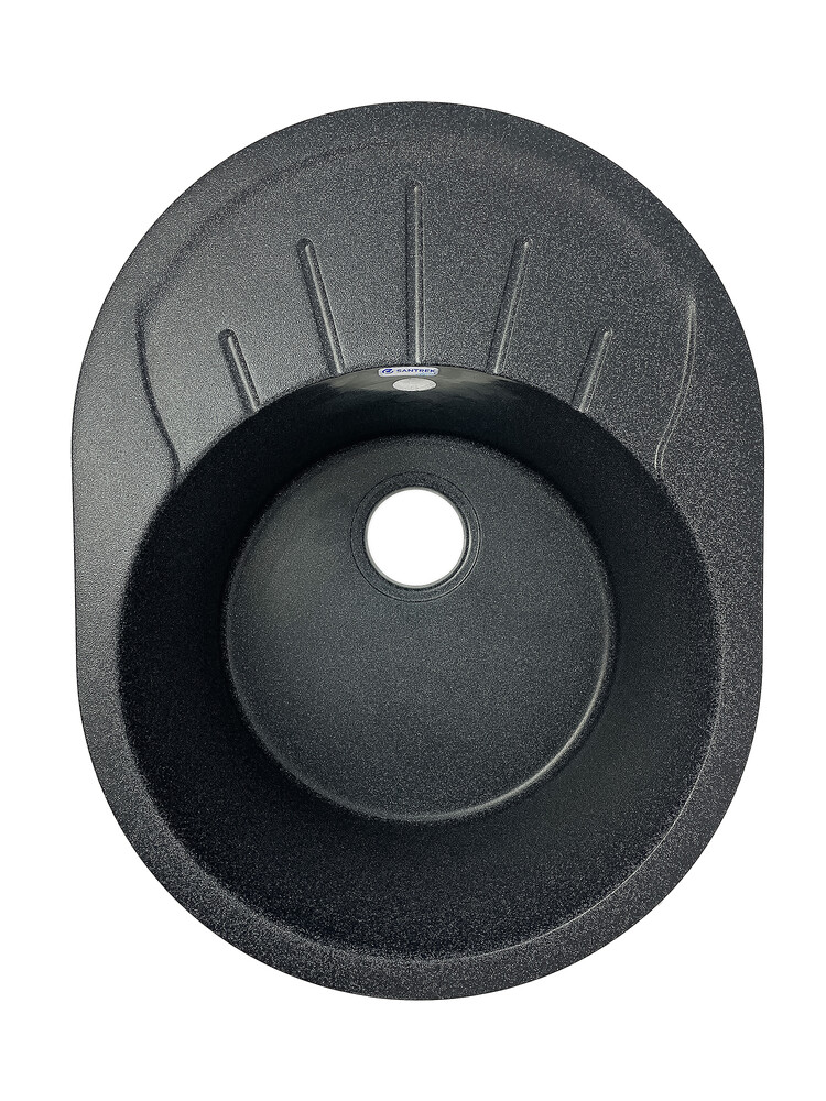 Мойка SANTREK AQUA PRO ROUND SA-R580L чаша + крыло 580*450 мм (графит-309) (+сифон)