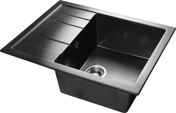 Мойка SANTREK AQUA PRO SQUARE SA-S650L чаша + крыло 650*500 мм (черный-308) (+сифон)