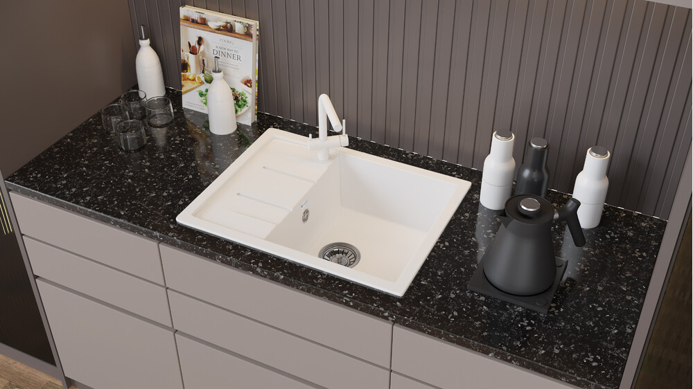 Мойка SANTREK AQUA PRO SQUARE SA-S650L чаша + крыло 650*500 мм (иней-321) (+сифон)