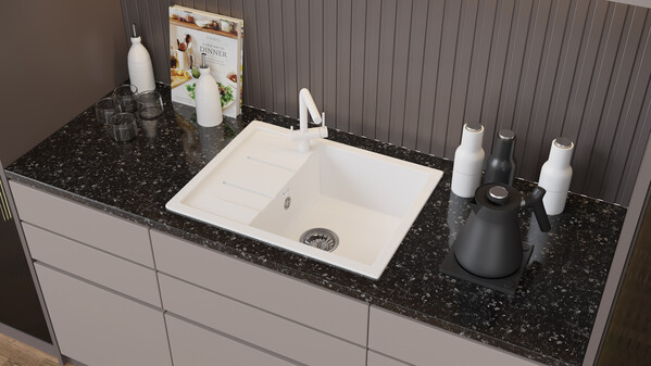 Мойка SANTREK AQUA PRO SQUARE SA-S650L чаша + крыло 650*500 мм (иней-321) (+сифон)