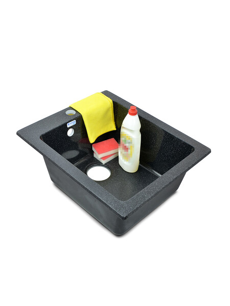 Мойка SANTREK AQUA PRO BOXY SA-B505 1 чаша 427*505 мм (черный-308) (+сифон)