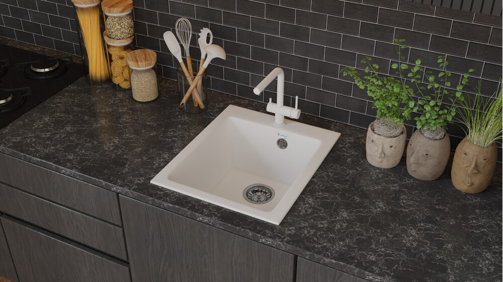 Мойка SANTREK AQUA PRO BOXY SA-B505 1 чаша 427*505 мм (иней-321) (+сифон)