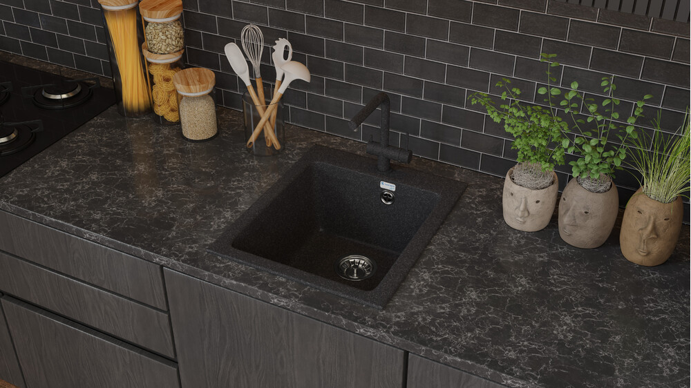 Мойка SANTREK AQUA PRO BOXY SA-B505 1 чаша 427*505 мм (графит-309) (+сифон)