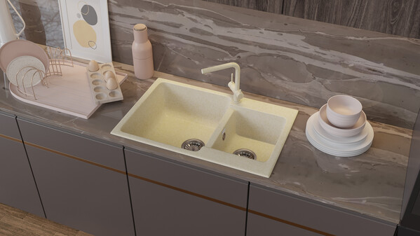 Мойка SANTREK AQUA PRO BOXY SA-B780K 2 чаши 780*510 мм (песок-302) (без сифона)