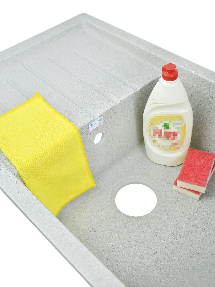 Мойка SANTREK AQUA PRO BOXY SA-B760L чаша+крыло 760*500 мм (серый-310) (+сифон)