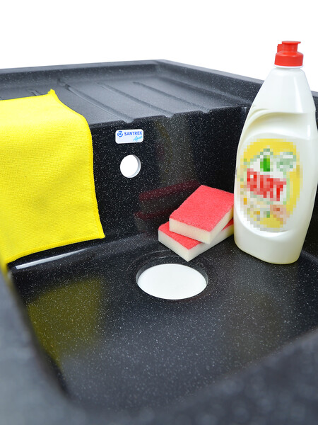 Мойка SANTREK AQUA PRO BOXY SA-B760L чаша+крыло 760*500 мм (черный-308) (+сифон)