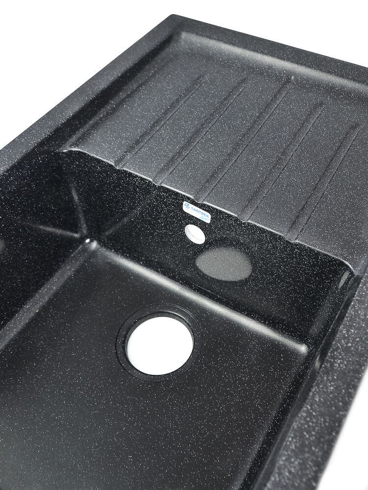 Мойка SANTREK AQUA PRO BOXY SA-B760L чаша+крыло 760*500 мм (черный-308) (+сифон)