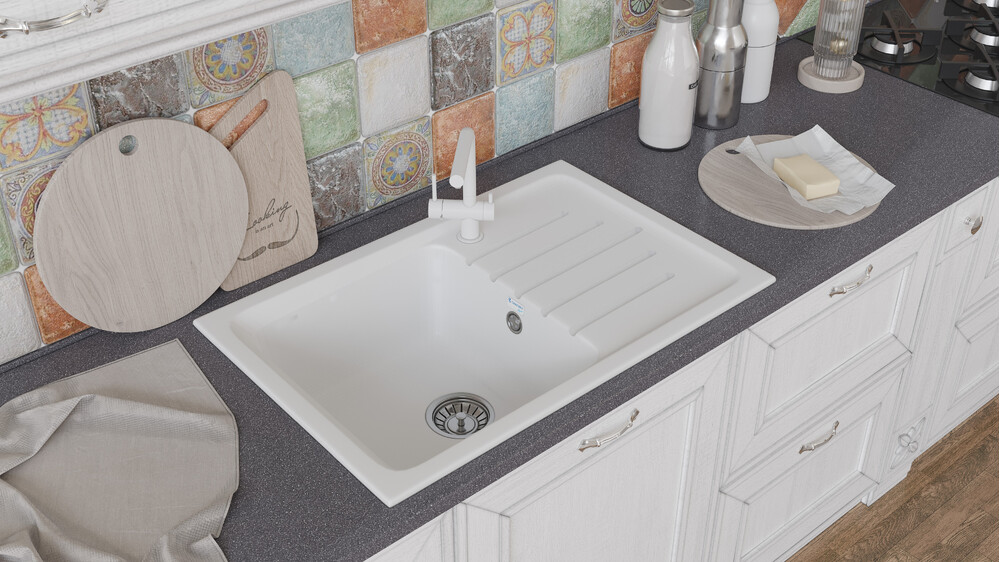 Мойка SANTREK AQUA PRO BOXY SA-B760L чаша+крыло 760*500 мм (иней-321) (+сифон)