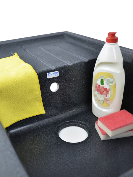 Мойка SANTREK AQUA PRO BOXY SA-B760L чаша+крыло 760*500 мм (графит-309) (+сифон)