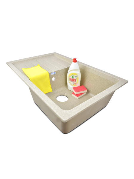 Мойка SANTREK AQUA PRO BOXY SA-B760L чаша+крыло 760*500 мм (песок-302) (+сифон)