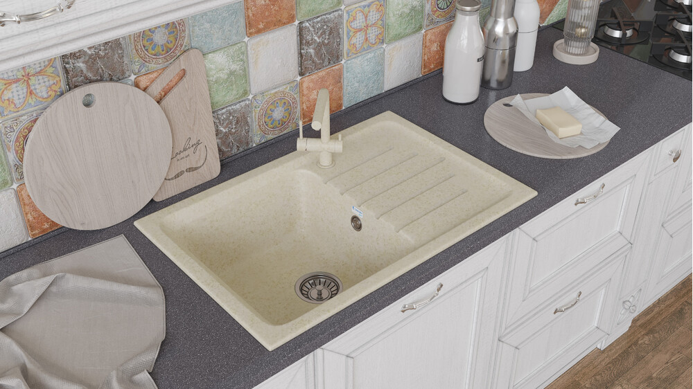 Мойка SANTREK AQUA PRO BOXY SA-B760L чаша+крыло 760*500 мм (песок-302) (+сифон)