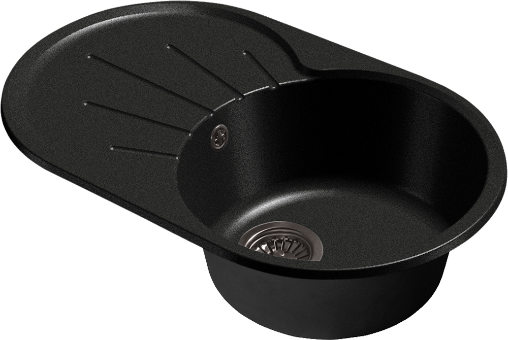 Мойка SANTREK AQUA PRO ROUND SA-R750L чаша + крыло 750*460 мм (черный-308) (+сифон)