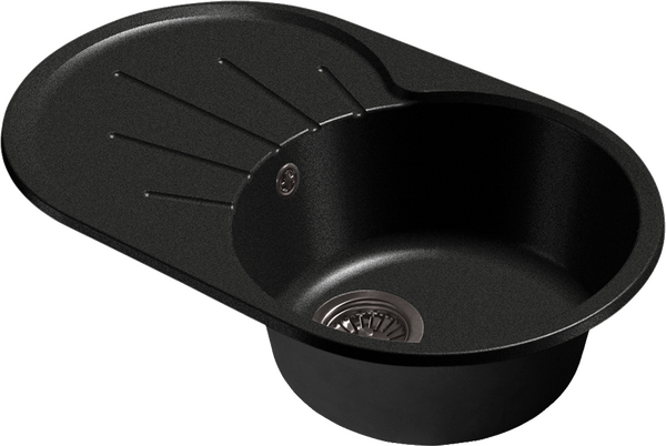 Мойка SANTREK AQUA PRO ROUND SA-R750L чаша + крыло 750*460 мм (черный-308) (+сифон)