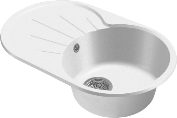 Мойка SANTREK AQUA PRO ROUND SA-R750L чаша + крыло 750*460 мм (иней-321) (+сифон)