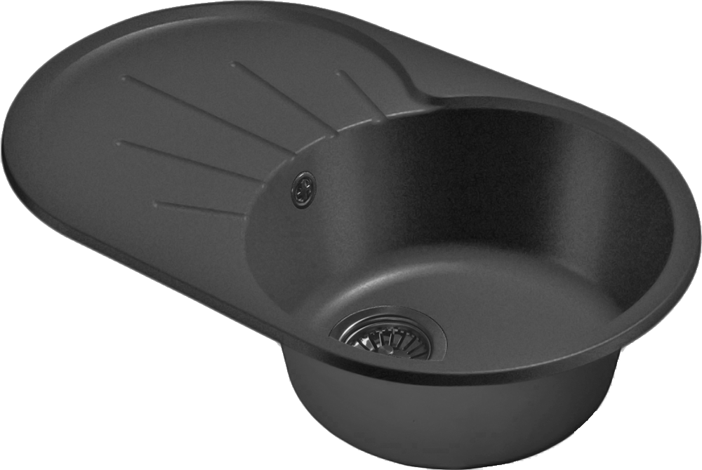 Мойка SANTREK AQUA PRO ROUND SA-R750L чаша + крыло 750*460 мм (графит-309) (+сифон)