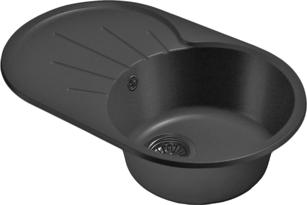 Мойка SANTREK AQUA PRO ROUND SA-R750L чаша + крыло 750*460 мм (графит-309) (+сифон)