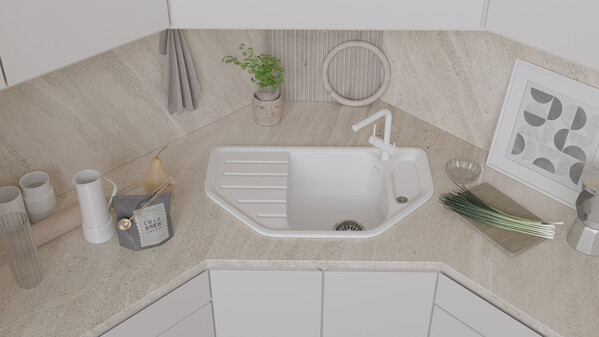 Мойка SANTREK AQUA PRO ANGLE SA-A800 угловая 790*490 мм (иней-321) (+сифон)