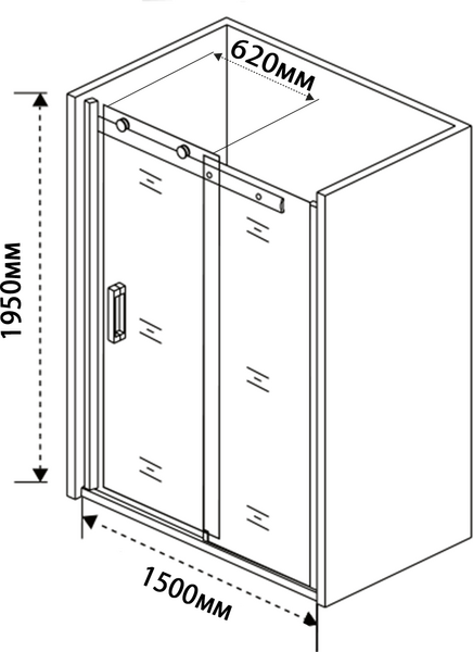 Душевое ограждение SANTREK AQUA Evo-DF-1500-C-Matt Black 1500*1950 Прямое, стекло Прозр. 8мм, профиль Чёрный