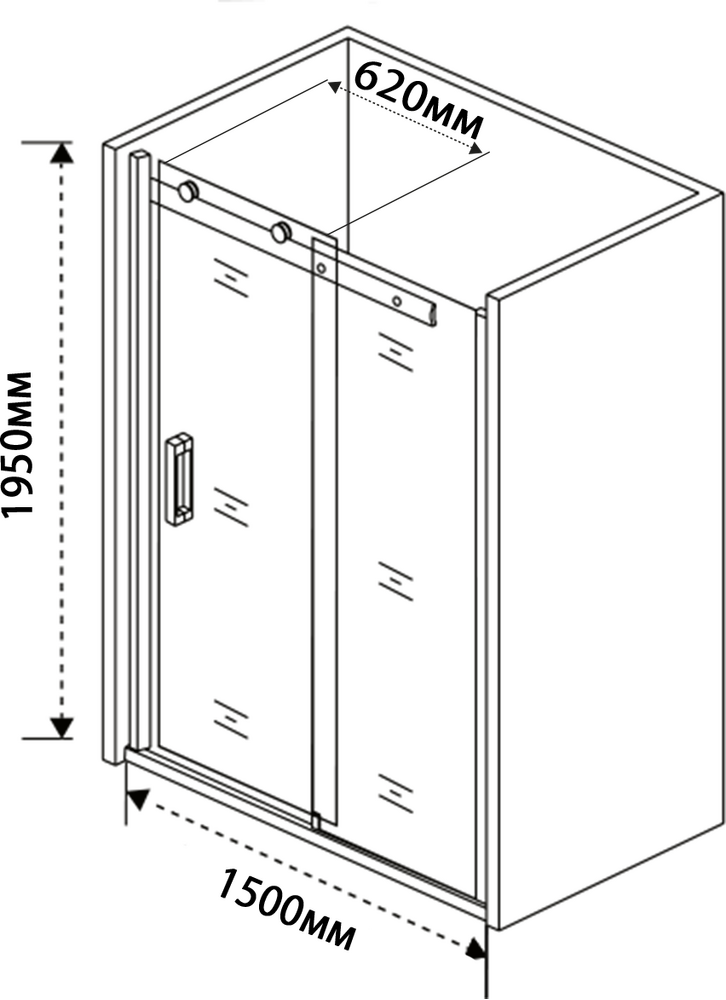 Душевое ограждение SANTREK AQUA Evo-DF-1500-C-Chrome 1500*1950 Прямое, стекло Прозр. 8мм, профиль Хром