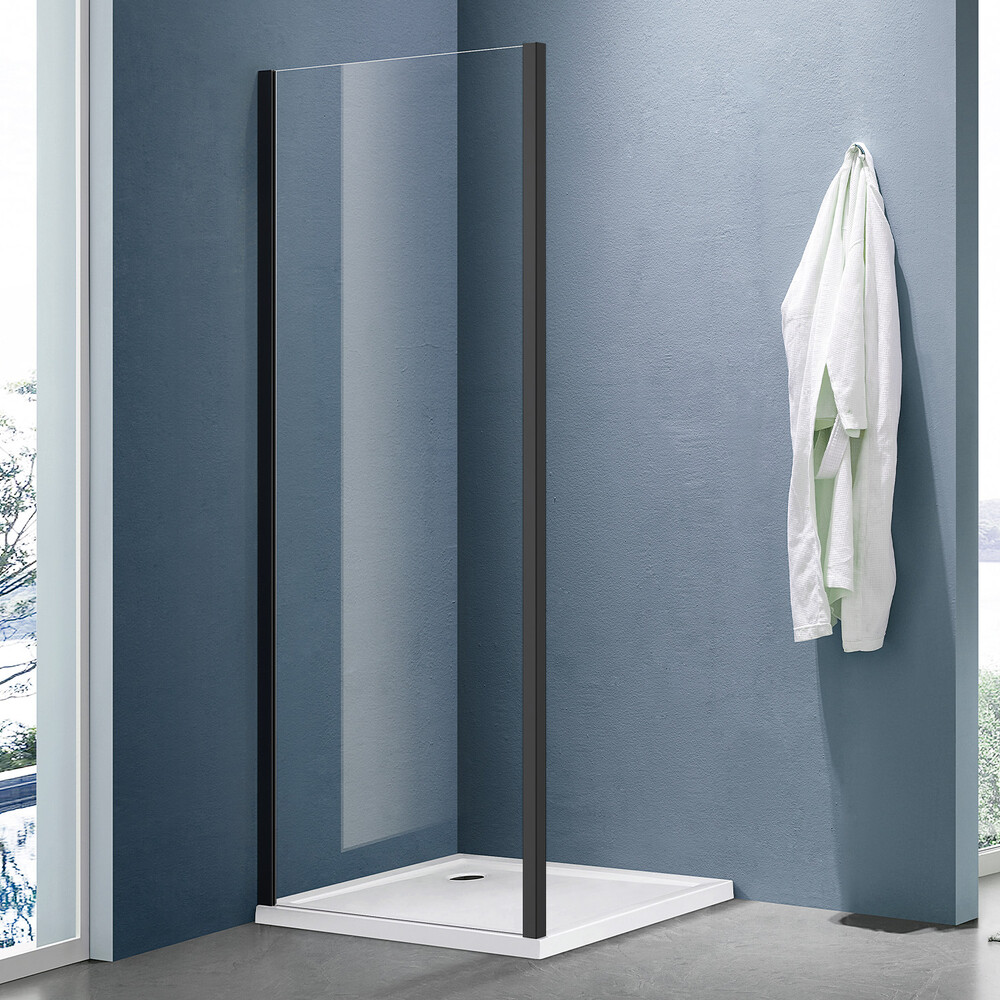 Боковая часть душ. ограждения SANTREK AQUA Lea- SP-700-C-Matt Black 700*1850 стекло прозр 5мм, профиль Черный