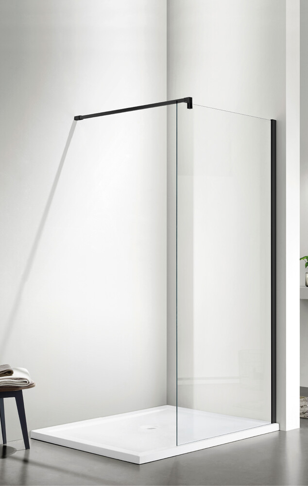 Душевое ограждение SANTREK AQUA Тour - SG-1300-С-Matt Black 1300*1950 стекло Прозр 6мм, профиль Чёрный  (штанга в комплекте) 